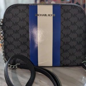 NEW MICHAEL KORS CINDY DOME CENTER STRIPE CROSSBODY BAG
